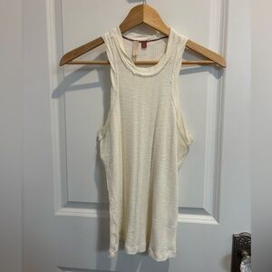Pilcro Anthropologie Ribbed High Neck Tank Cream Size Small